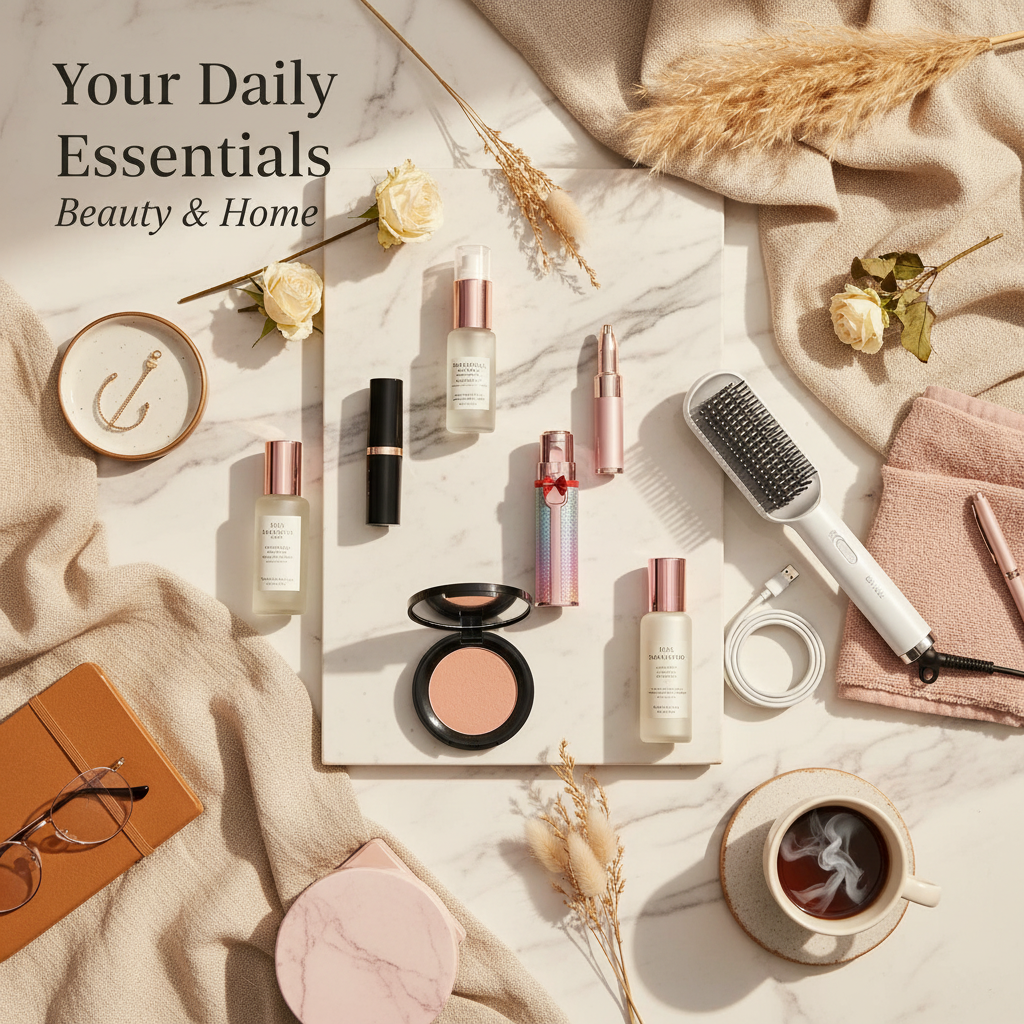 Daily Essentials Flat Lay Banner